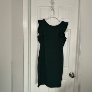 Calvin Klein Dark Green Ruffle Midi Dress